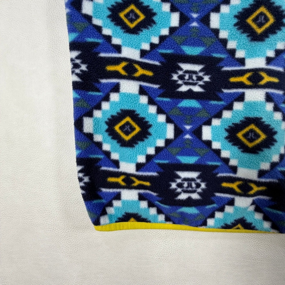WESC Mens Medium Geometric Fleece Jacket Blue Yellow Aztec Southwestern Zip Up - Picture 15 of 16